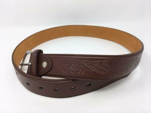 Brown Patriotic Genuine Leather Belt USA and Eagle Decoration