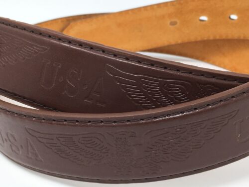 Brown Patriotic Genuine Leather Belt USA and Eagle Decoration