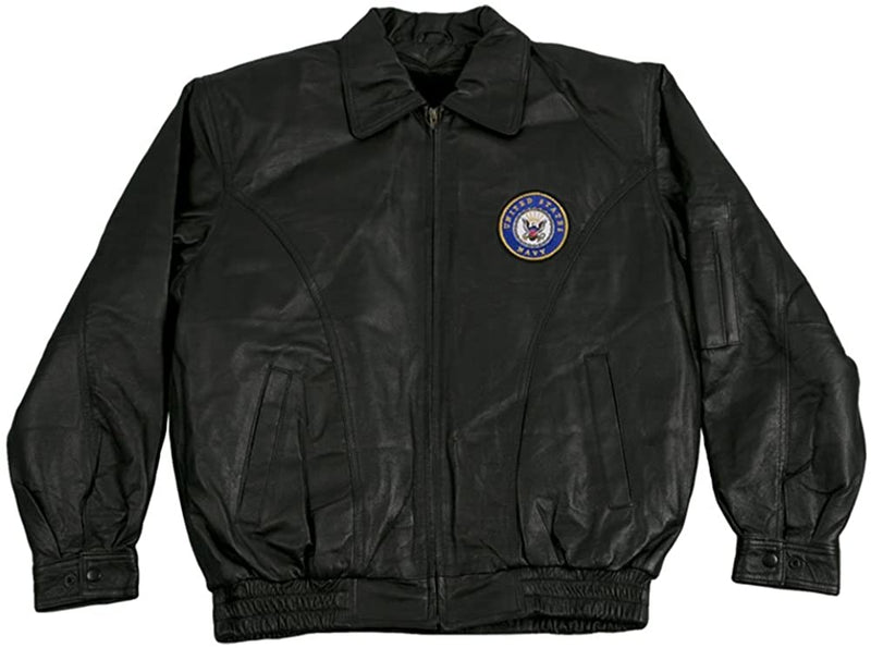 Men's US Navy Black Leather Jacket