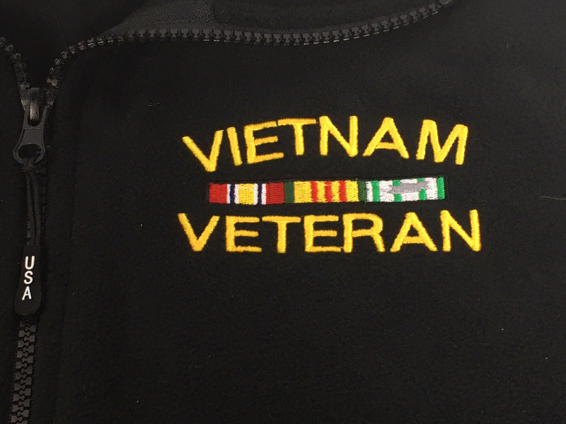 Men's Black Vietnam Veteran Fleece Vest