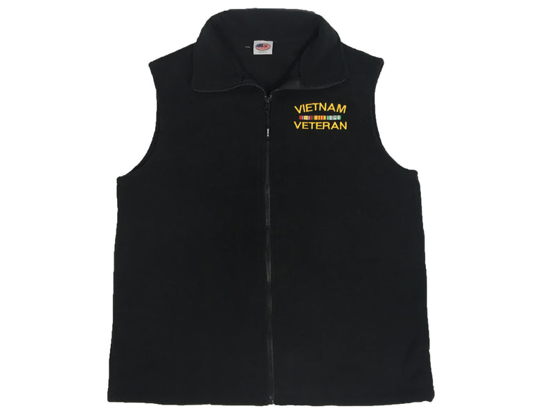 Men's Black Vietnam Veteran Fleece Vest