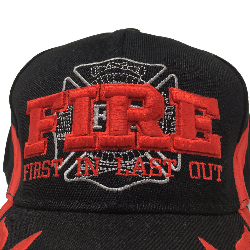 First In Last Out Fire Department Hat Black