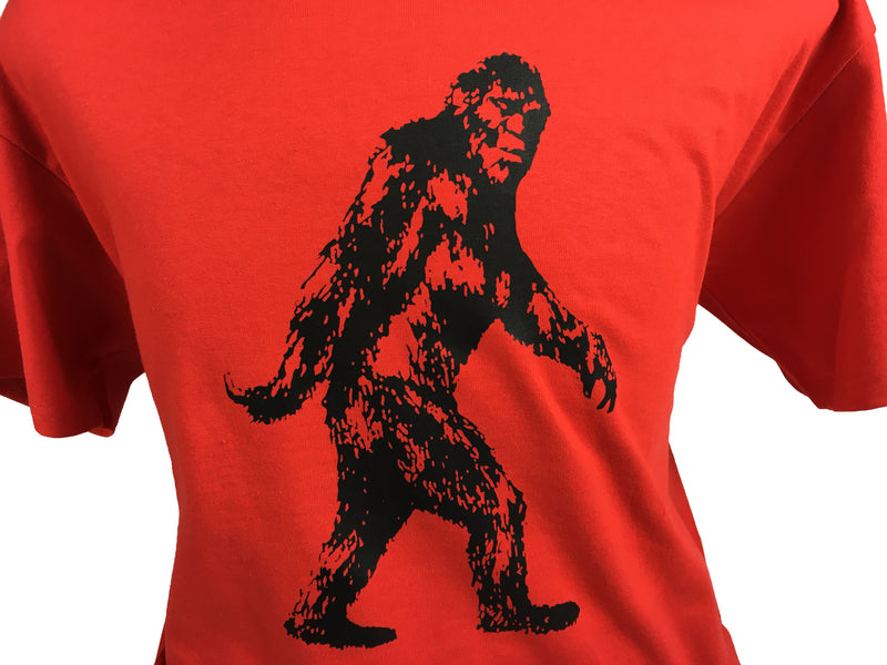 Red Sasquatch Bigfoot Walking T-Shirt