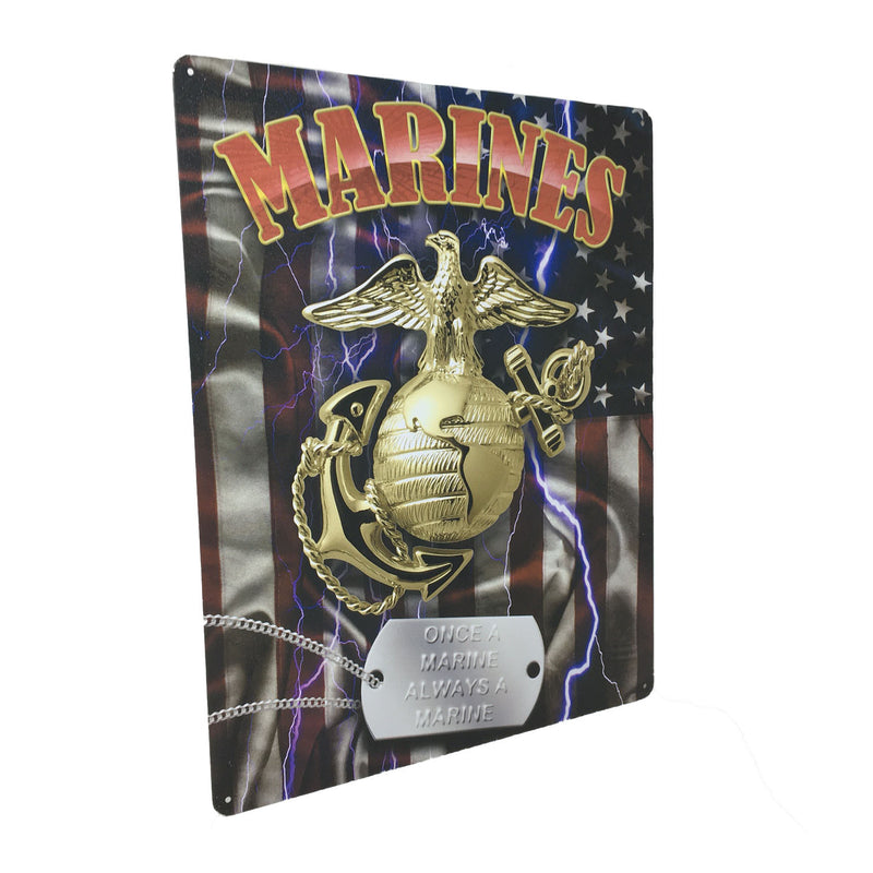 US Marines Once a Marine Always a Marine 15"x12" Tin Sign