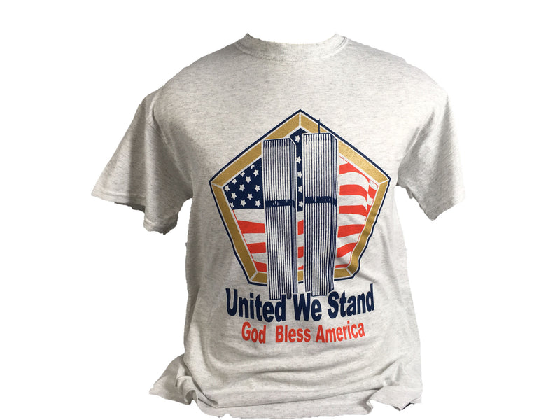 Gray United We Stand God Bless America Twin Towers Pentagon T-Shirt