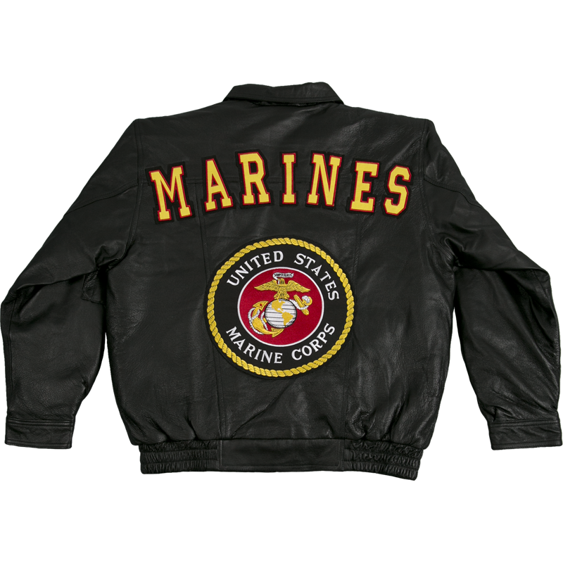 Men's US Marines Black Leather Jacket