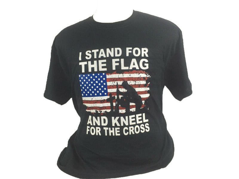 I Stand For The Flag And Kneel For The Cross Black T-Shirt